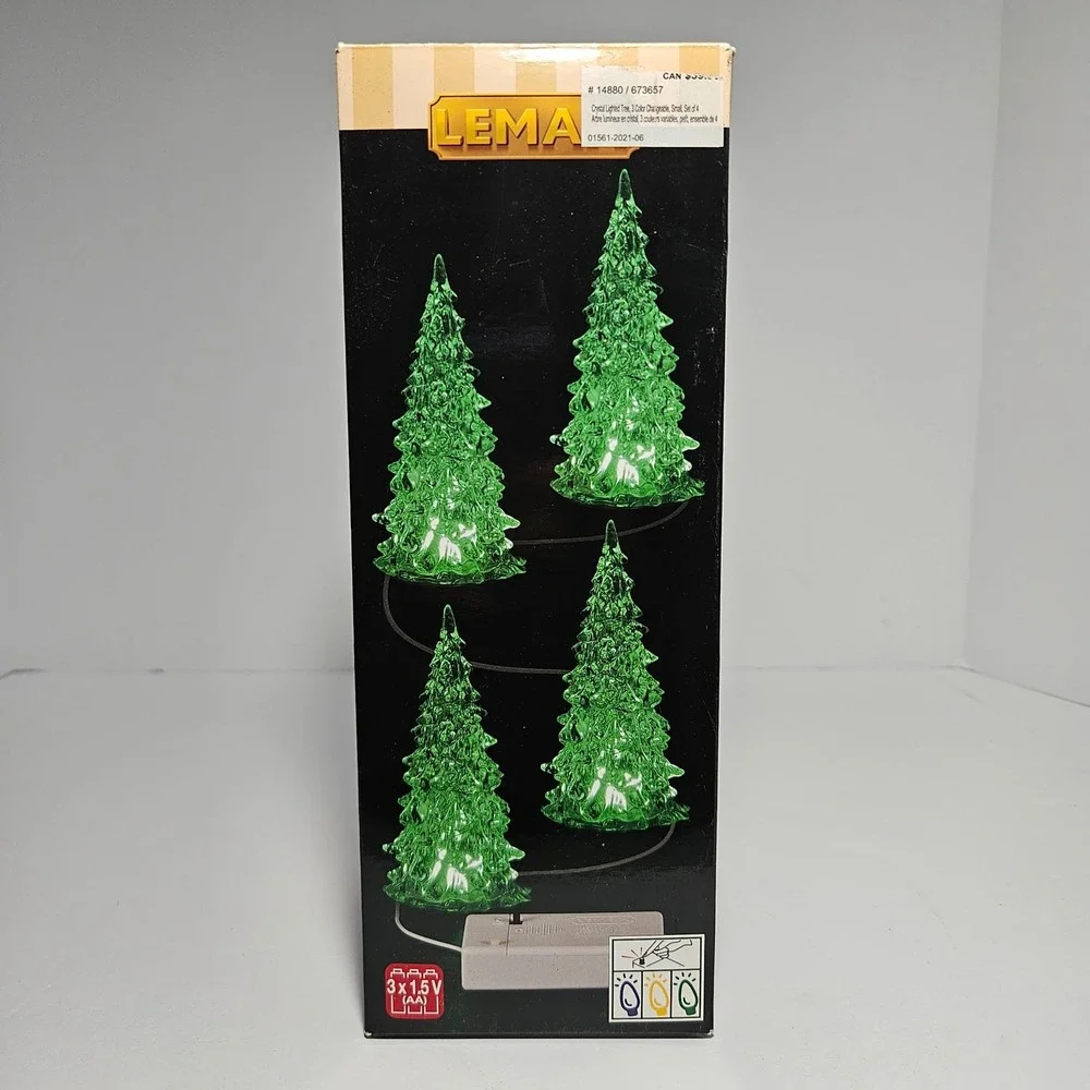 Lemax Crystal Lighted Tree Set of 4 Color Changing Small Christmas Village 14880